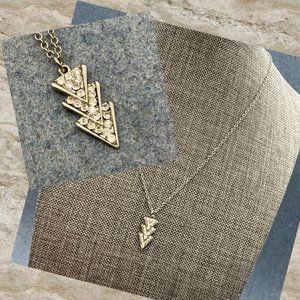 Forever 21 Arrow Necklace Triple Chevron Silver Rhinestone Chain Soft Girl BoHo